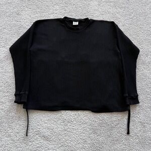 Baserange Black Shaw Organic Cotton Rib Long Sleeve Wrap Shirt Womens XS